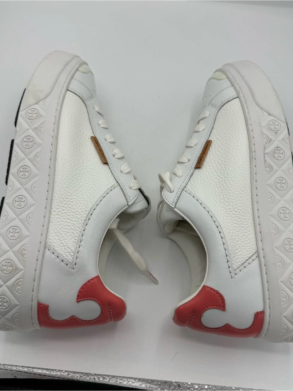Tory Burch Ladybug Platform Sneakers Titanium‎ White/Washed Berry size 9.5 luxe